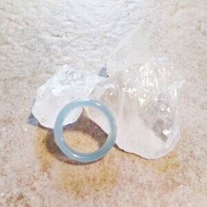 Feminine Pale Blue! Agate Band Sz 7.25 - Friendship + Promise Stone Ring!